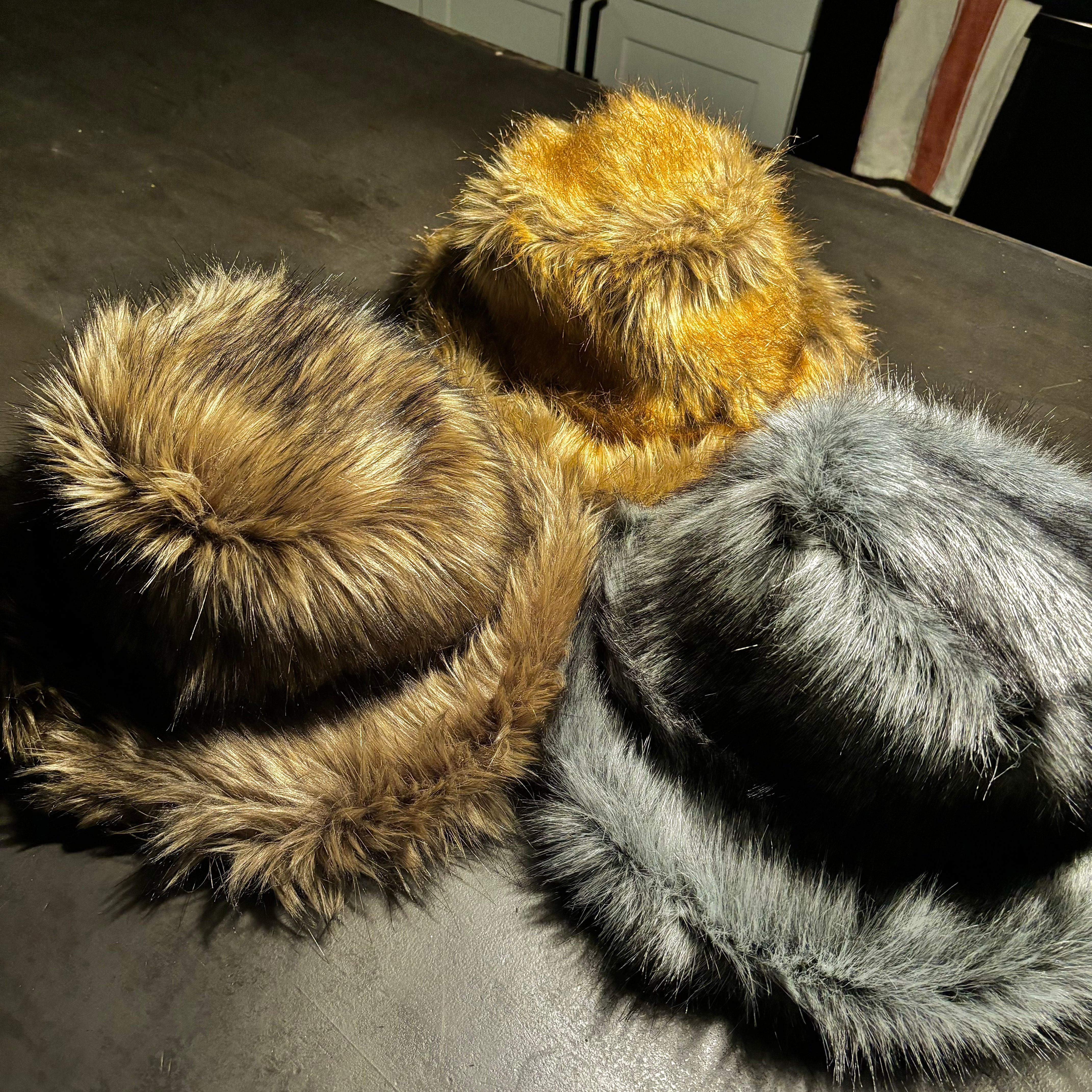 Winter faux fur bucket hats
